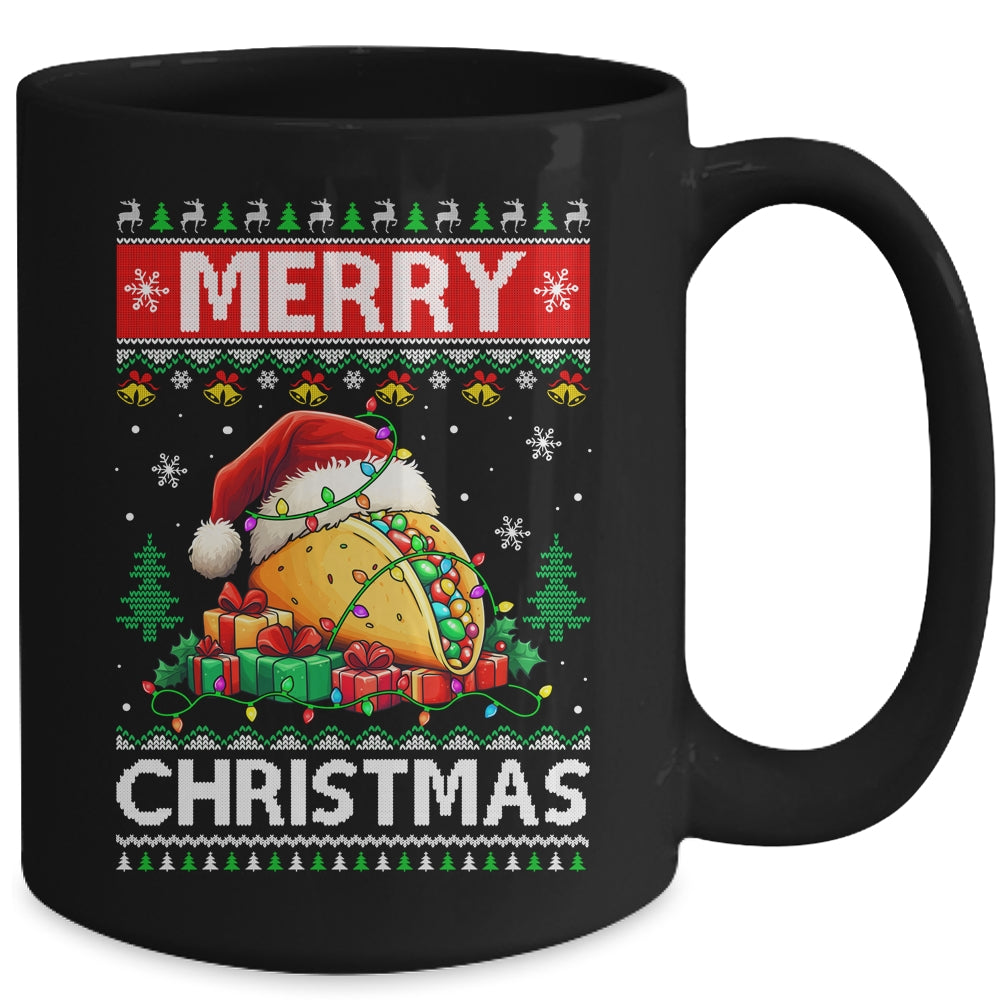 Ugly Christmas Xmas Style Lights Santa Mery Christmas Taco Mug | siriusteestore