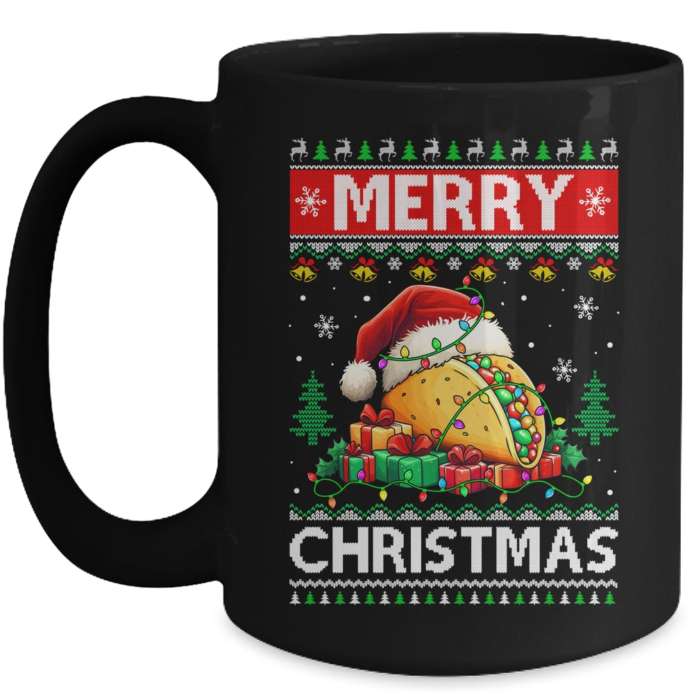 Ugly Christmas Xmas Style Lights Santa Mery Christmas Taco Mug | siriusteestore