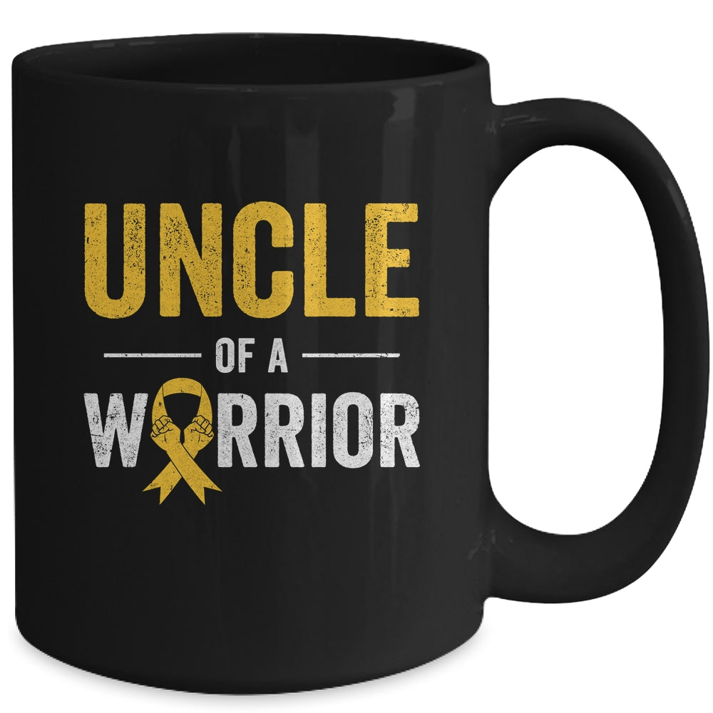Uncle Of A Warrior Childhood Cancer Awareness Family Ribbon Mug | siriusteestore