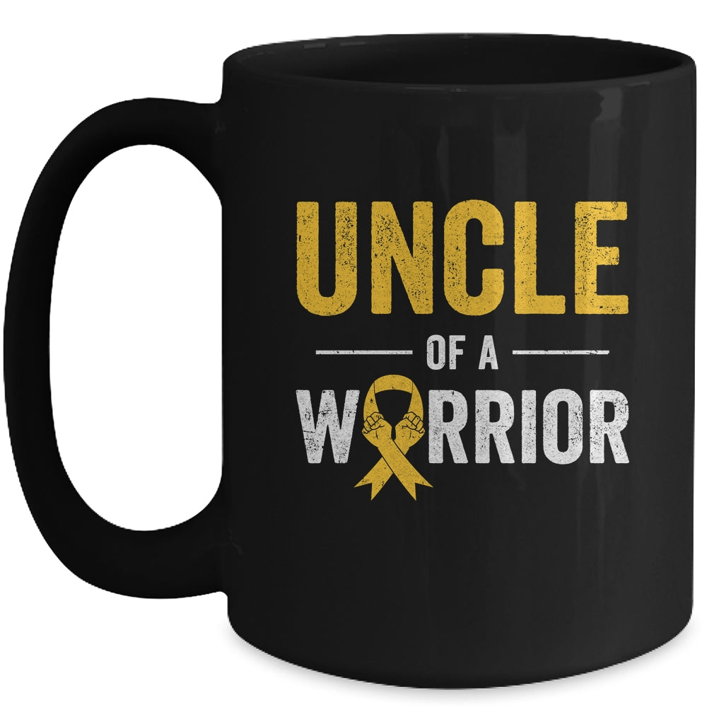 Uncle Of A Warrior Childhood Cancer Awareness Family Ribbon Mug | siriusteestore
