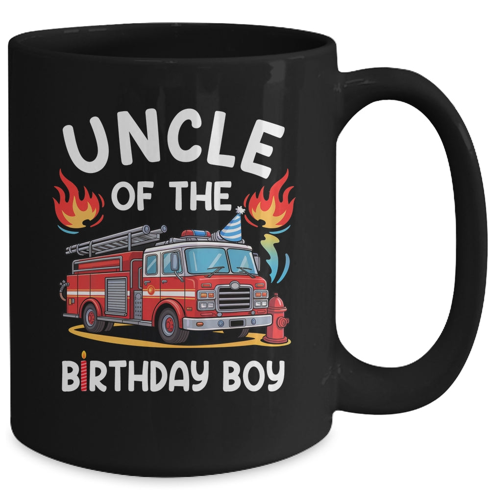 Uncle Of The Birthday Boy Fire Truck Firefighter 1st Party Mug | siriusteestore