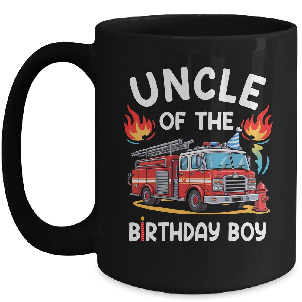 Uncle Of The Birthday Boy Fire Truck Firefighter 1st Party Mug | siriusteestore