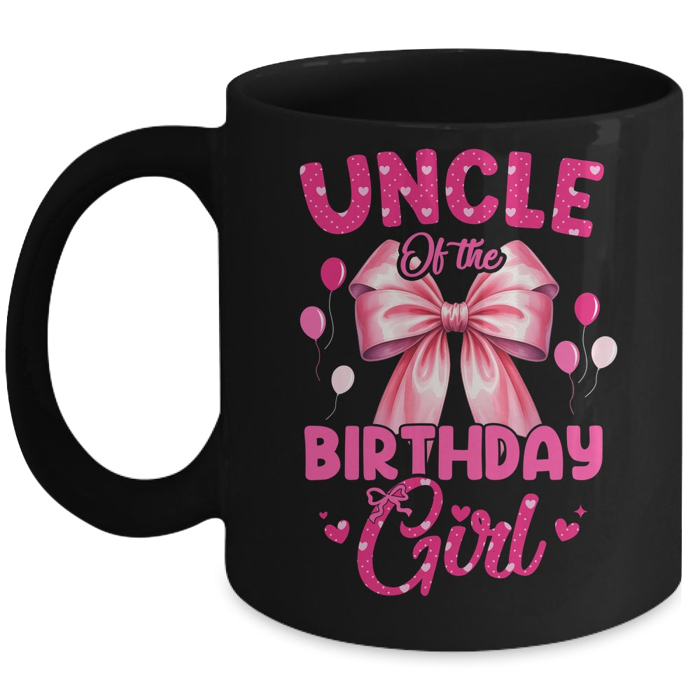 Uncle Of The Birthday Girl Coquette Bow Matching Family Mug | siriusteestore