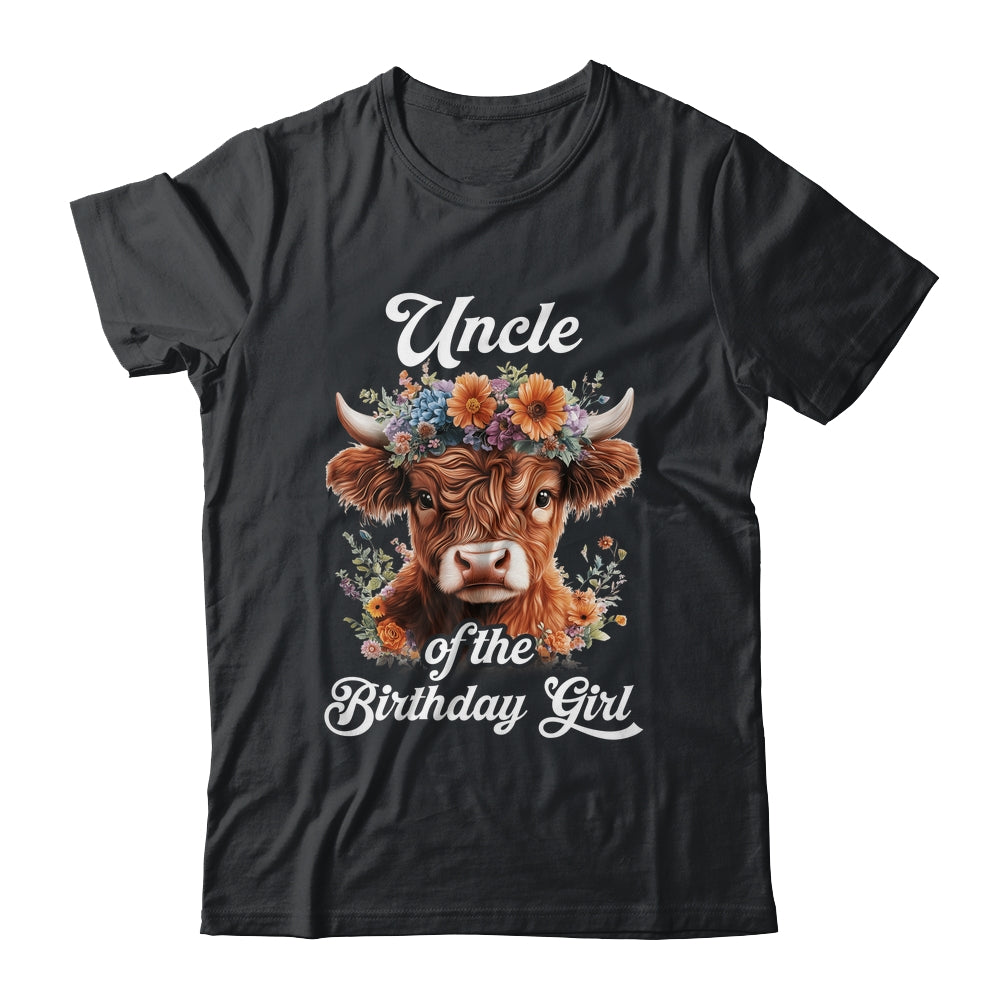 Uncle Of The Birthday Girl Highland Cow Farm Family Shirt & Hoodie | siriusteestore