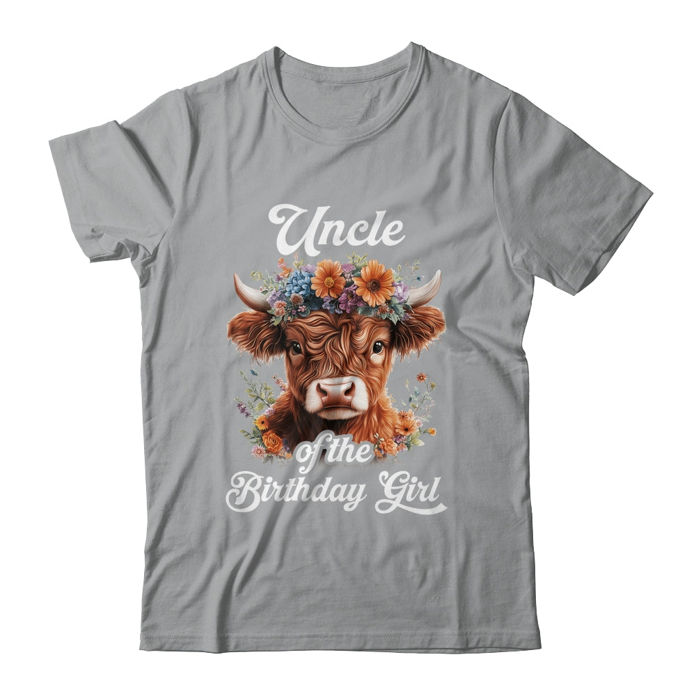 Uncle Of The Birthday Girl Highland Cow Farm Family Shirt & Hoodie | siriusteestore