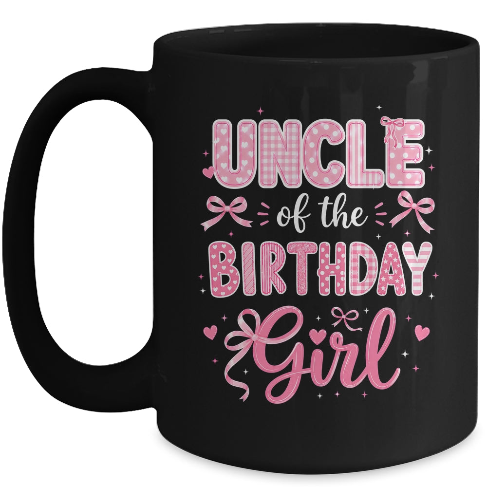 Uncle Of The Birthday Girl Matching Pink Coquette Bow Mug | siriusteestore
