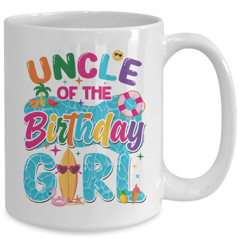 Uncle Of The Birthday Girl Pool Party Beach Family Matching Mug | siriusteestore