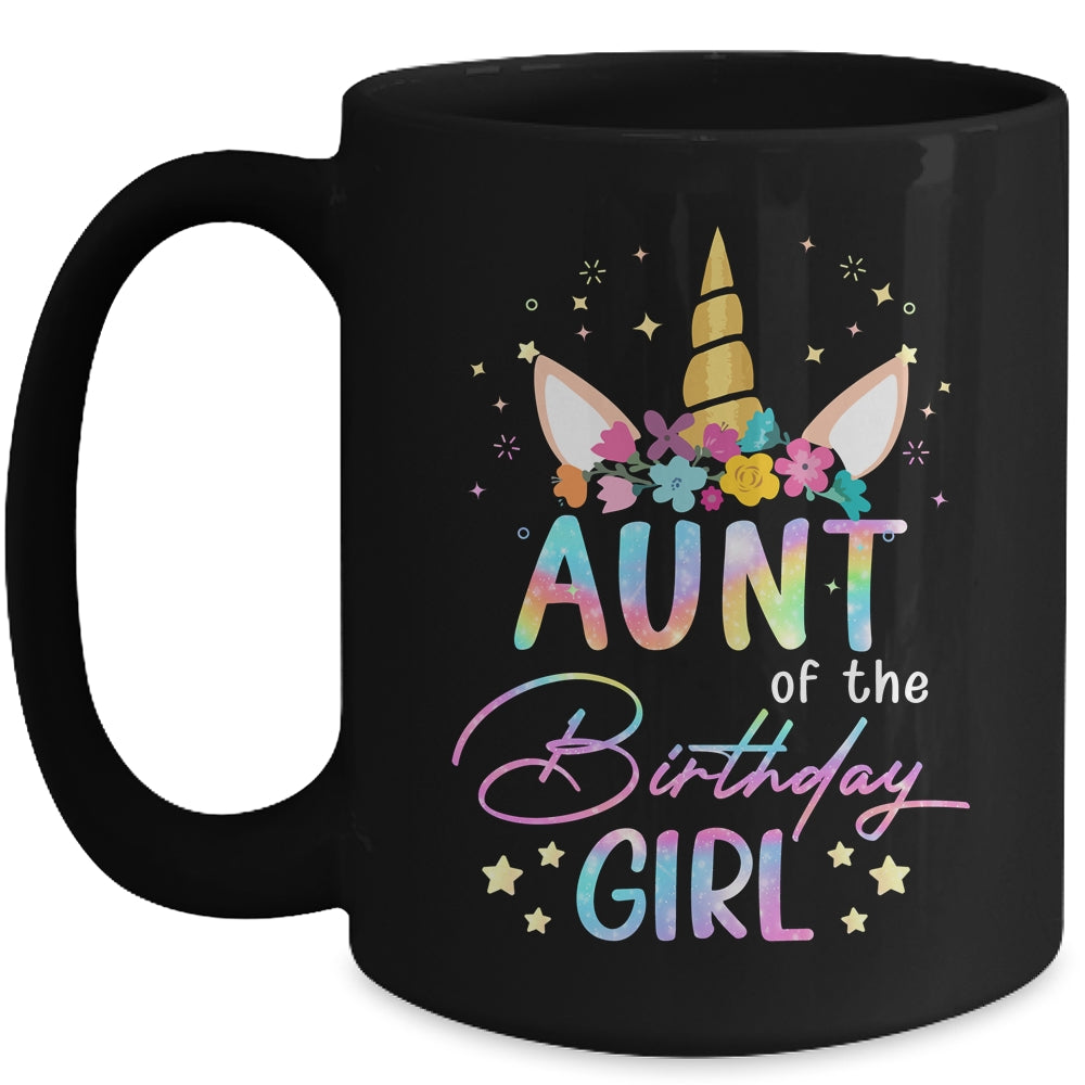 Unicorn Aunt Of The Birthday Girl Unicorn Flower Birthday Mug | siriusteestore