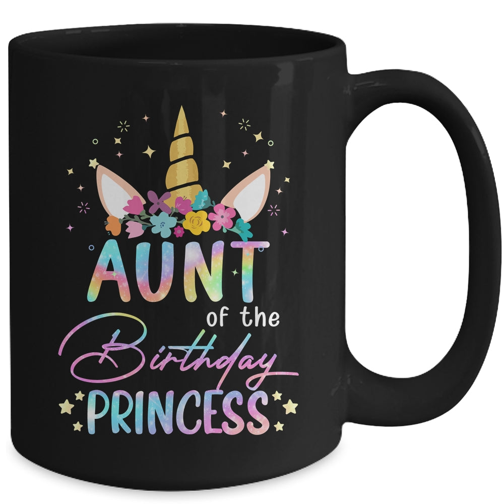 Unicorn Aunt Of The Birthday Princess Unicorn Flower Birthday Mug | siriusteestore