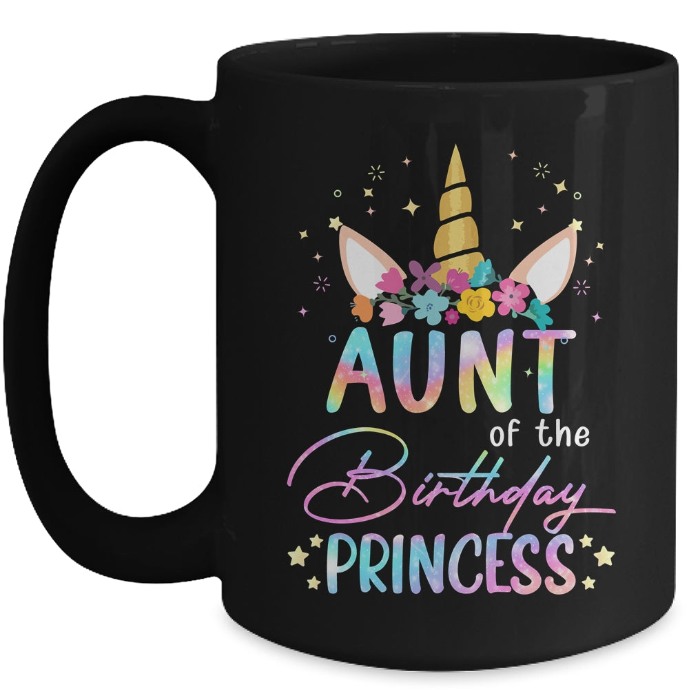Unicorn Aunt Of The Birthday Princess Unicorn Flower Birthday Mug | siriusteestore