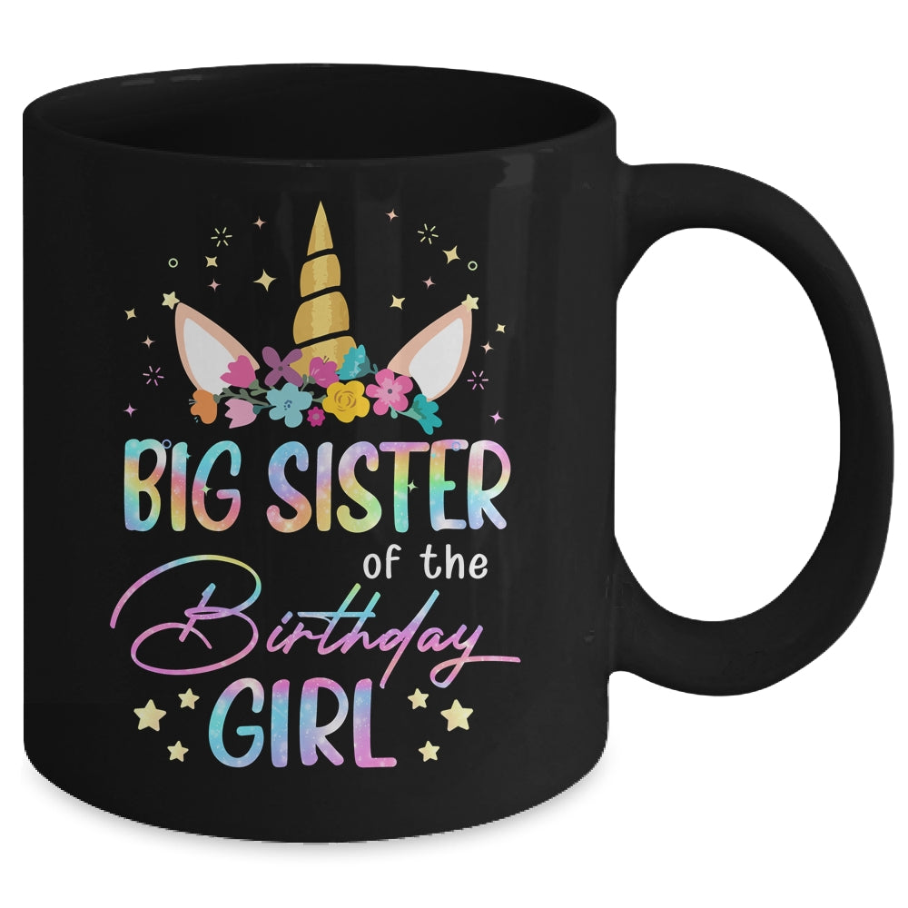 Unicorn Big Sister Of The Birthday Girl Unicorn Flower Birthday Mug | siriusteestore