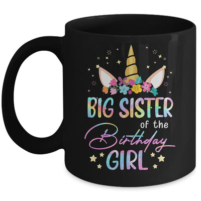 Unicorn Big Sister Of The Birthday Girl Unicorn Flower Birthday Mug | siriusteestore