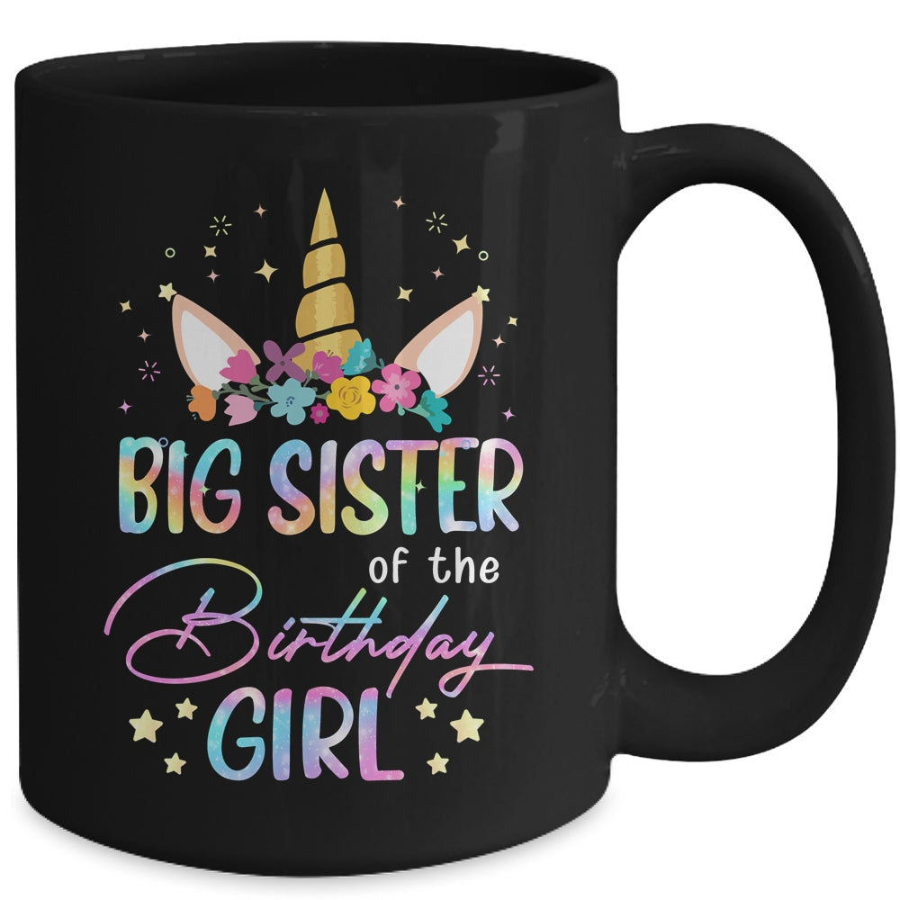 Unicorn Big Sister Of The Birthday Girl Unicorn Flower Birthday Mug | siriusteestore