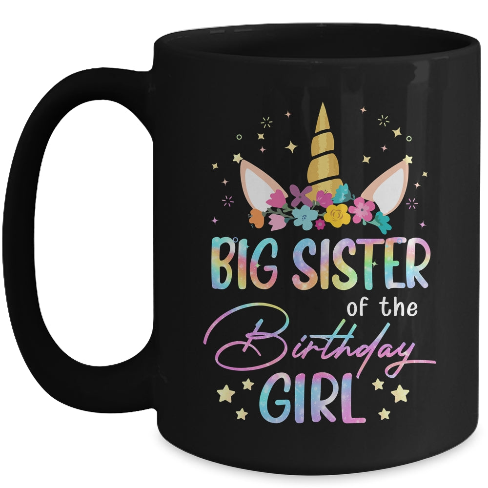 Unicorn Big Sister Of The Birthday Girl Unicorn Flower Birthday Mug | siriusteestore