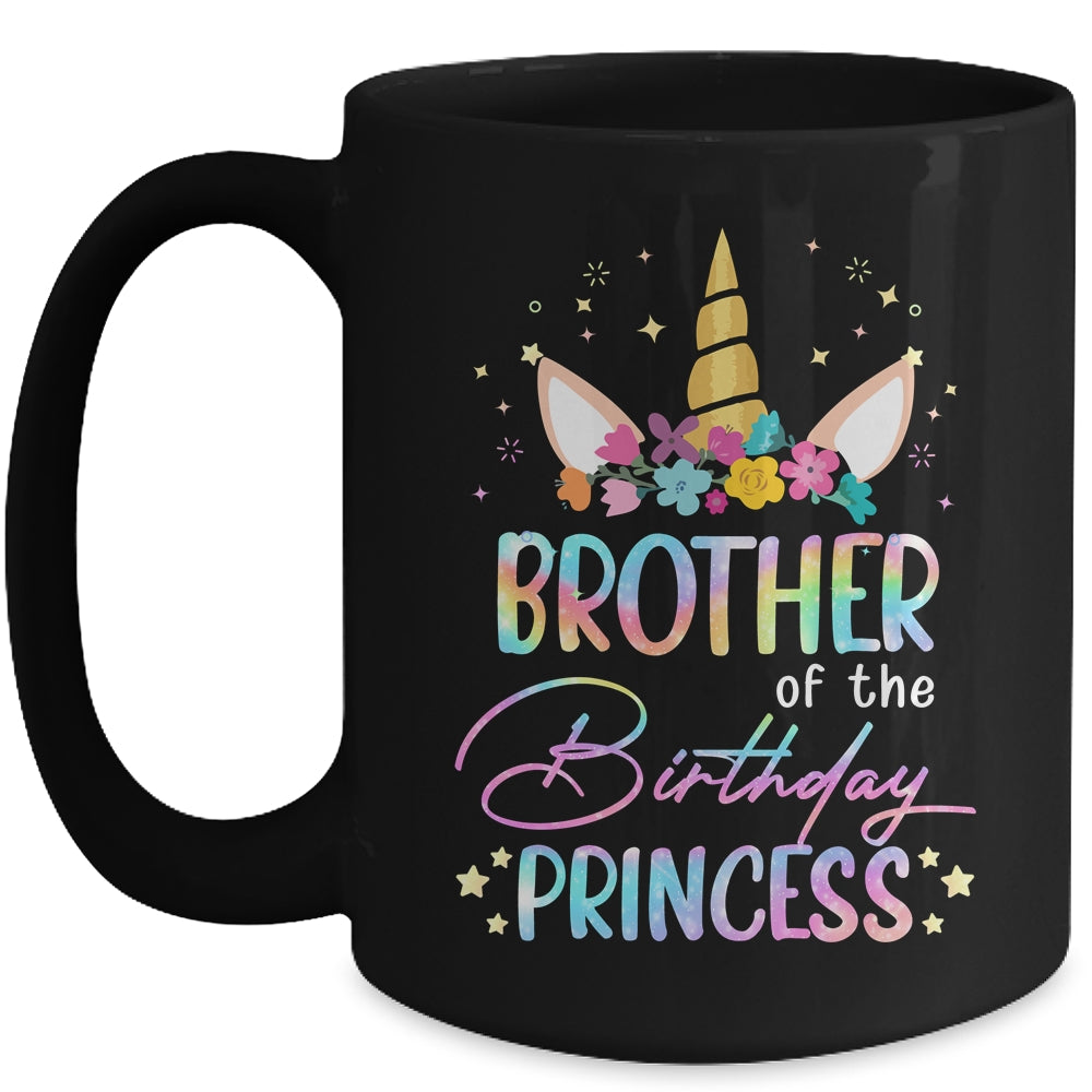 Unicorn Brother Of The Birthday Princess Unicorn Flower Birthday Mug | siriusteestore