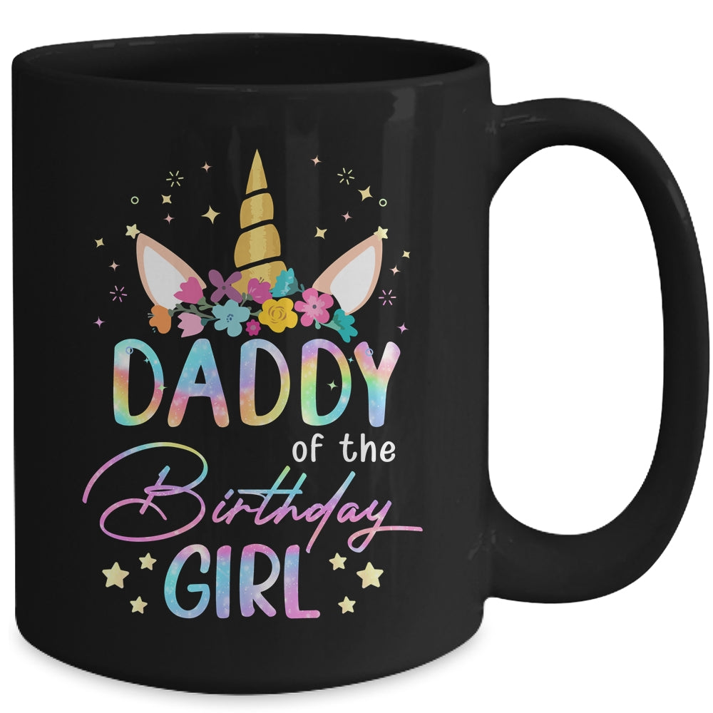 Unicorn Daddy Of The Birthday Girl Unicorn Flower Birthday Mug | siriusteestore