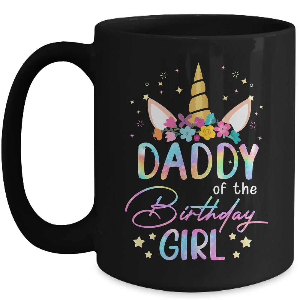 Unicorn Daddy Of The Birthday Girl Unicorn Flower Birthday Mug | siriusteestore