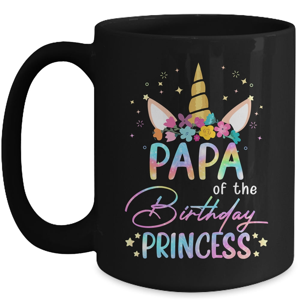 Unicorn Papa Of The Birthday Princess Unicorn Flower Birthday Mug | siriusteestore