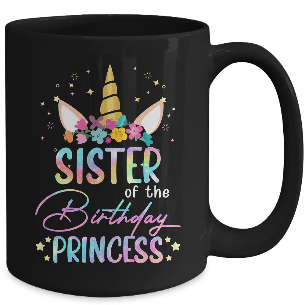 Unicorn Sister Of The Birthday Princess Unicorn Flower Birthday Mug | siriusteestore
