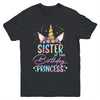 Unicorn Sister Of The Birthday Princess Unicorn Flower Birthday Youth Shirt | siriusteestore