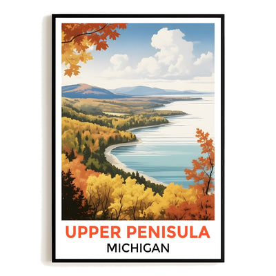 Upper Peninsula Michigan Autumn Panorama Poster Nature Lovers Travel Wall Art Landscape Print Painting Ideal For Home Room Living Room Office Bedroom Decor Unframed | siriusteestore
