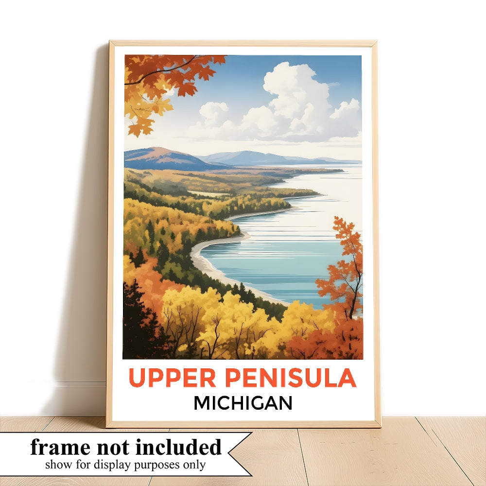 Upper Peninsula Michigan Autumn Panorama Poster Nature Lovers Travel Wall Art Landscape Print Painting Ideal For Home Room Living Room Office Bedroom Decor Unframed | siriusteestore