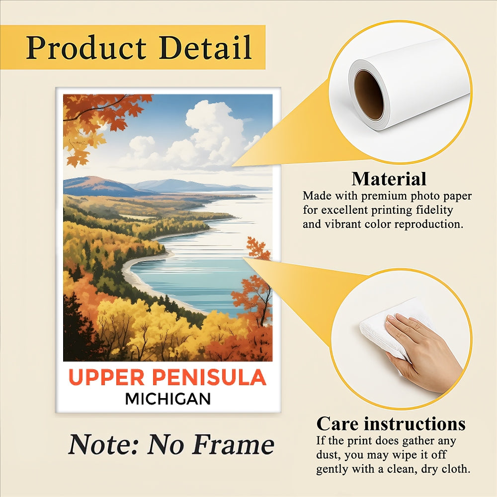 Upper Peninsula Michigan Autumn Panorama Poster Nature Lovers Travel Wall Art Landscape Print Painting Ideal For Home Room Living Room Office Bedroom Decor Unframed | siriusteestore