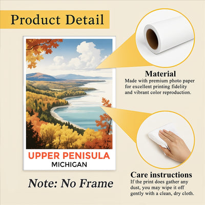 Upper Peninsula Michigan Autumn Panorama Poster Nature Lovers Travel Wall Art Landscape Print Painting Ideal For Home Room Living Room Office Bedroom Decor Unframed | siriusteestore