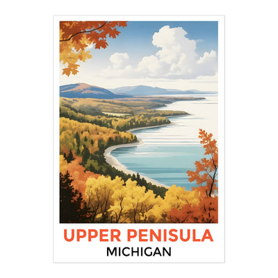 Upper Peninsula Michigan Autumn Panorama Poster Nature Lovers Travel Wall Art Landscape Print Painting Ideal For Home Room Living Room Office Bedroom Decor Unframed | siriusteestore