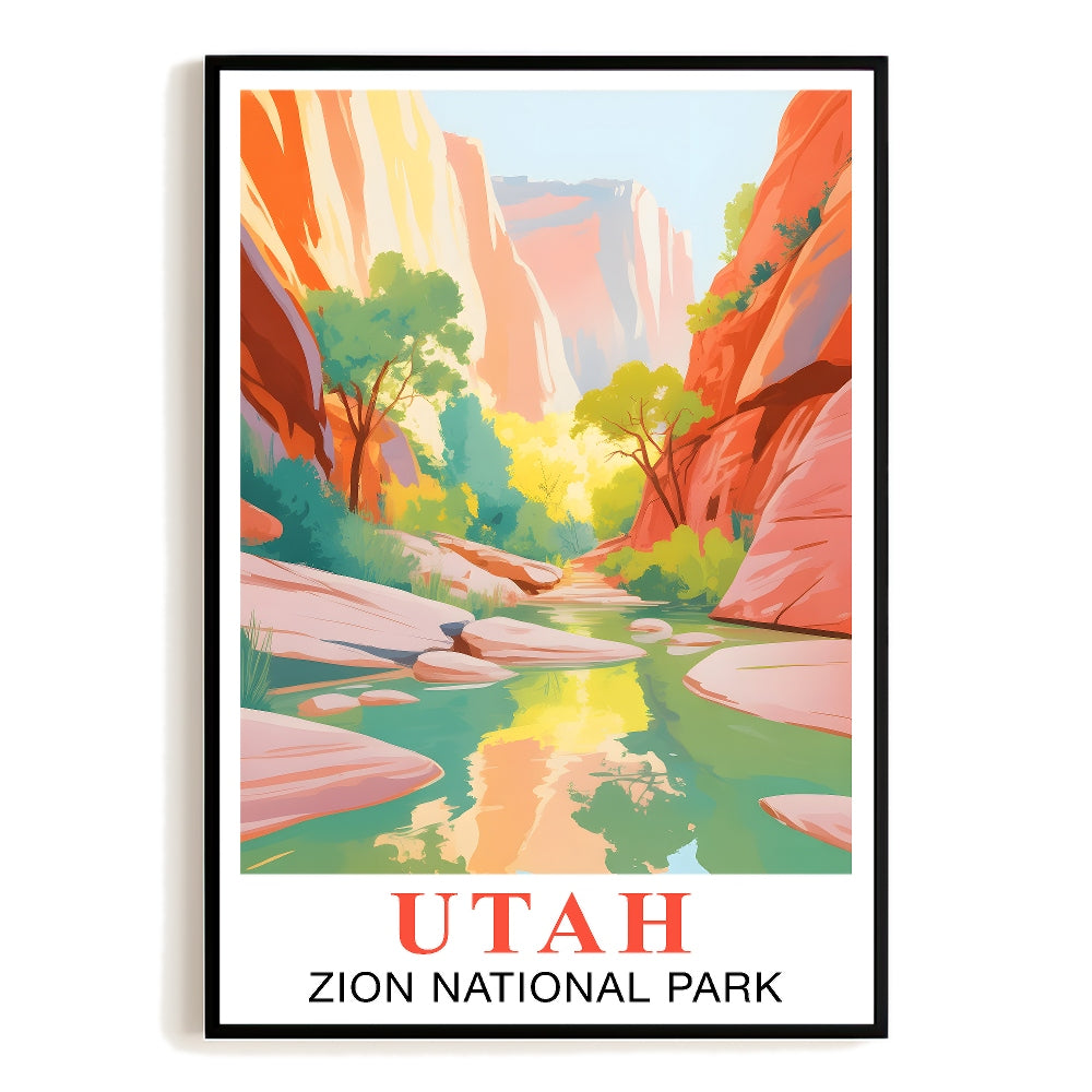 Utah Print Travel Poster Nature Zion National Park Scenery Souvenir Wall Art Landscape Painting Picture For Home Room Living Room Bedroom Aesthetic Decor Unframed | siriusteestore