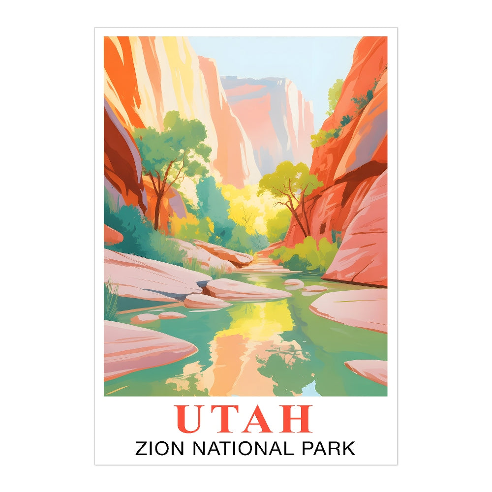 Utah Print Travel Poster Nature Zion National Park Scenery Souvenir Wall Art Landscape Painting Picture For Home Room Living Room Bedroom Aesthetic Decor Unframed | siriusteestore