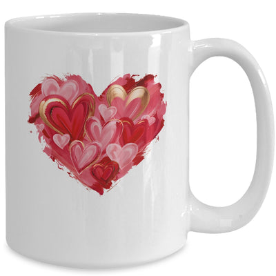 Valentine Day Heart Brushstroke Heart Designs Women Girls Mug | siriusteestore