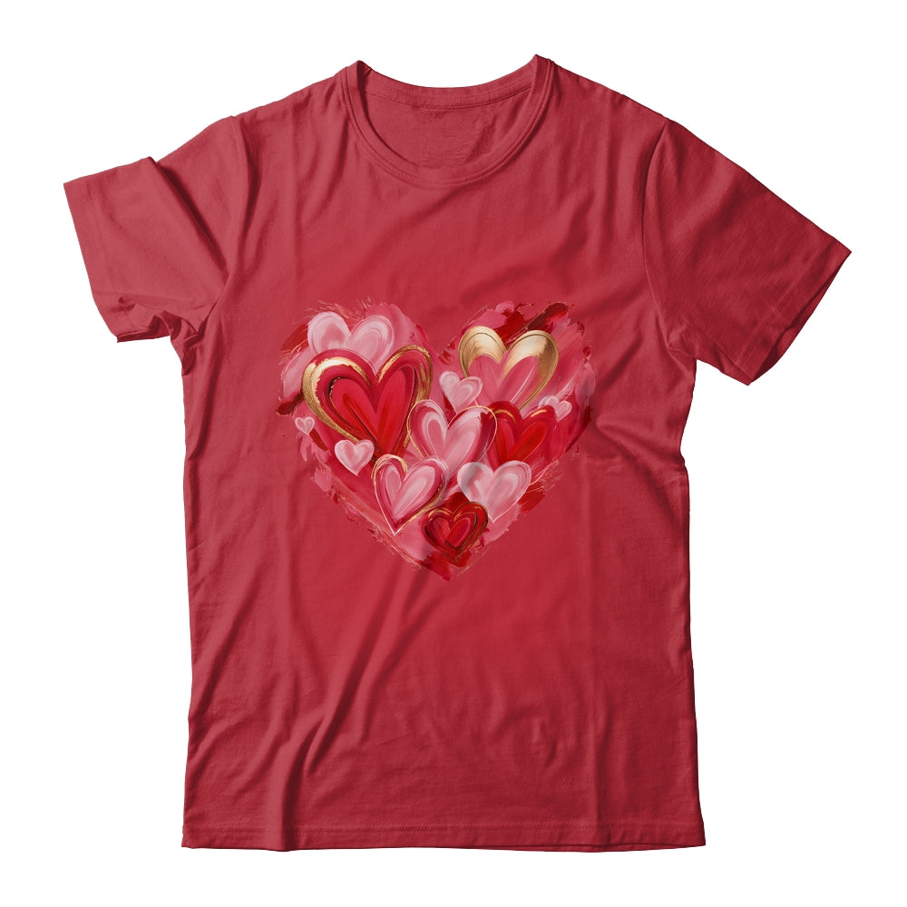 Valentine Day Heart Brushstroke Heart Designs Women Girls Shirt & Sweatshirt | siriusteestore