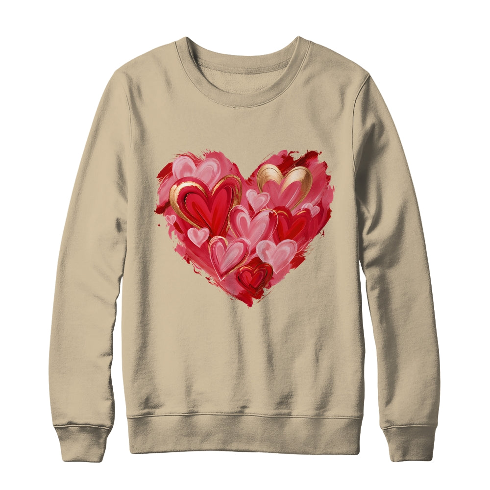 Valentine Day Heart Brushstroke Heart Designs Women Girls Shirt & Sweatshirt | siriusteestore