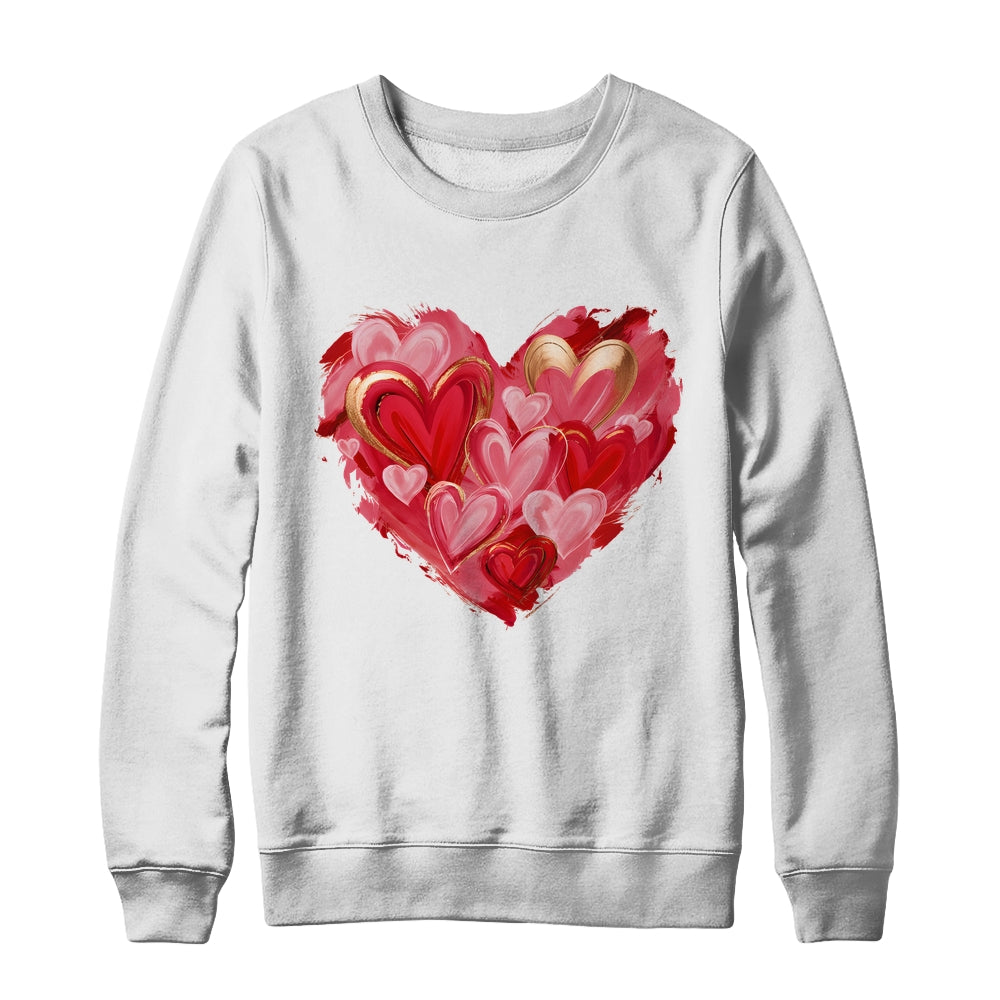 Valentine Day Heart Brushstroke Heart Designs Women Girls Shirt & Sweatshirt | siriusteestore