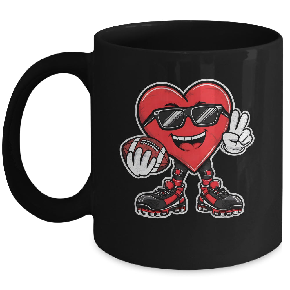 Valentine's Day Heart Playing Football Boys Girls Kids Mug | siriusteestore