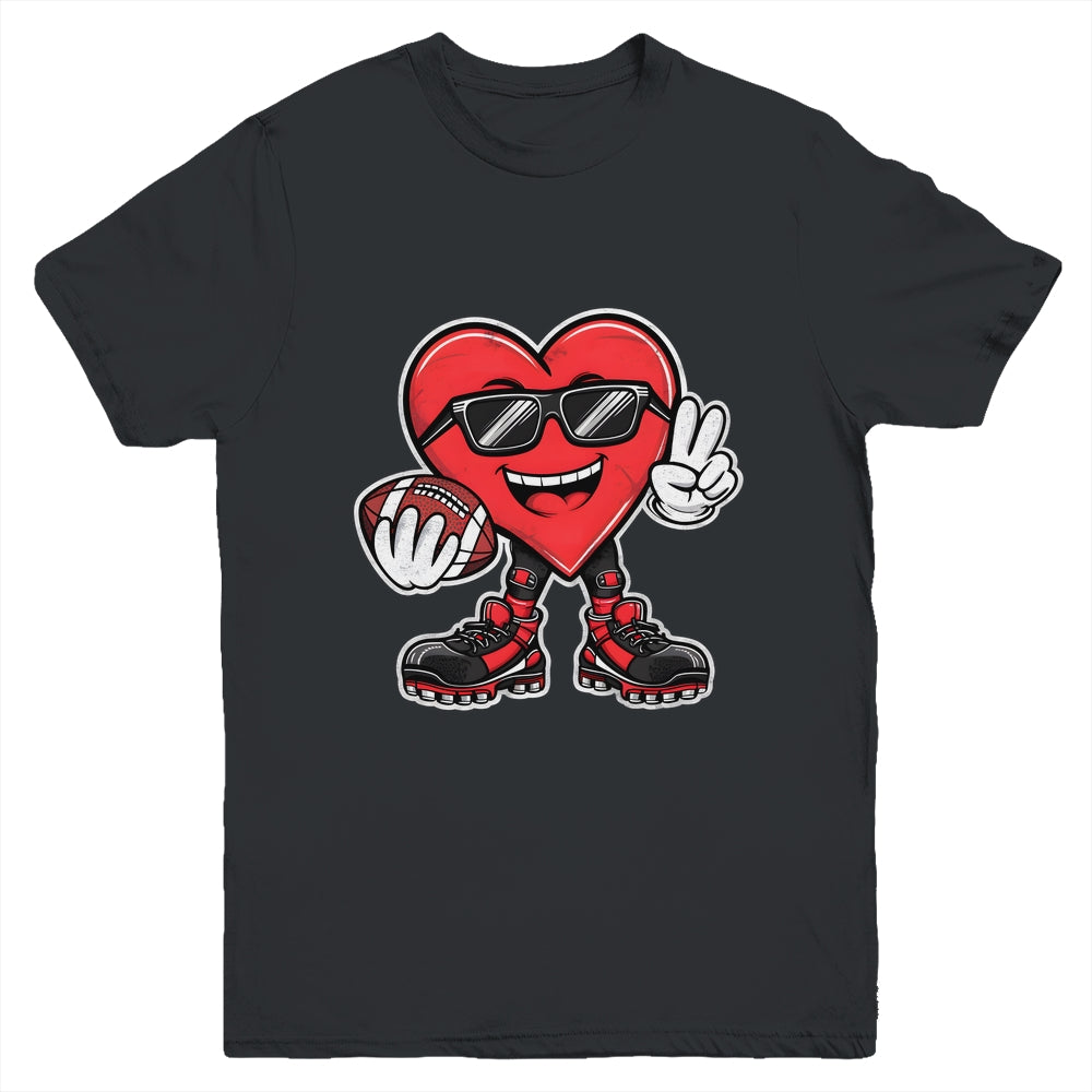Valentine's Day Heart Playing Football Boys Girls Kids Youth Shirt | siriusteestore