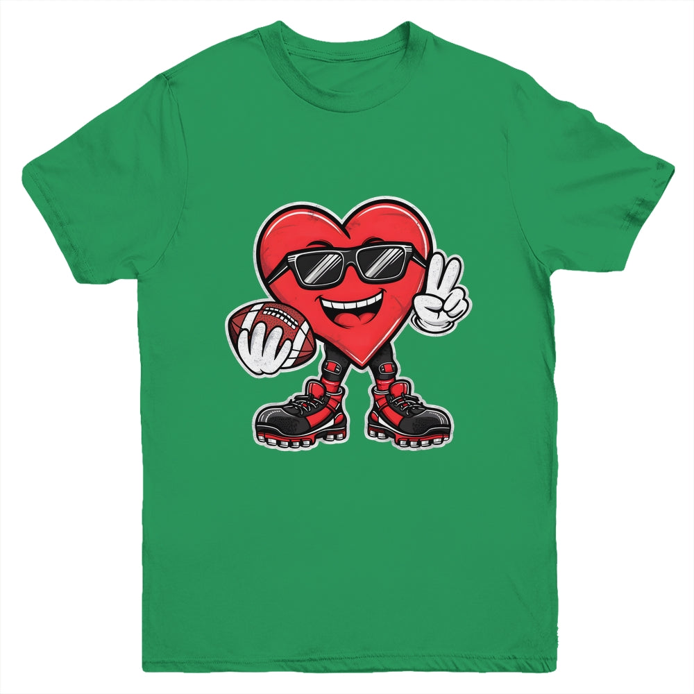 Valentine's Day Heart Playing Football Boys Girls Kids Youth Shirt | siriusteestore
