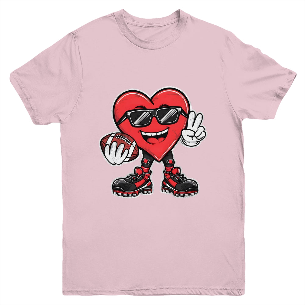 Valentine's Day Heart Playing Football Boys Girls Kids Youth Shirt | siriusteestore