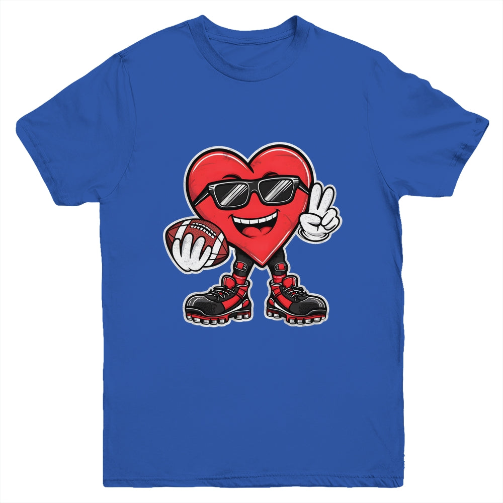 Valentine's Day Heart Playing Football Boys Girls Kids Youth Shirt | siriusteestore