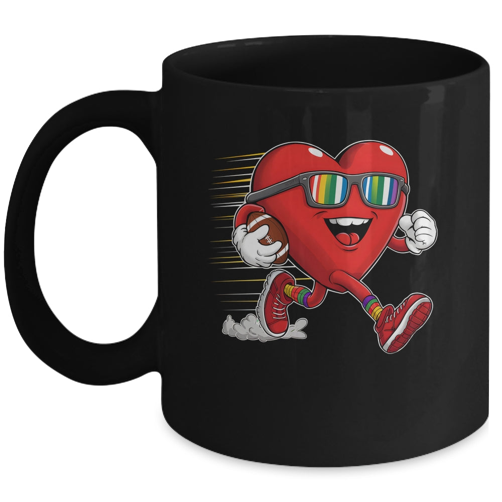 Valentines Day Heart Quarterback Receiver Football Boys Kids Mug | siriusteestore