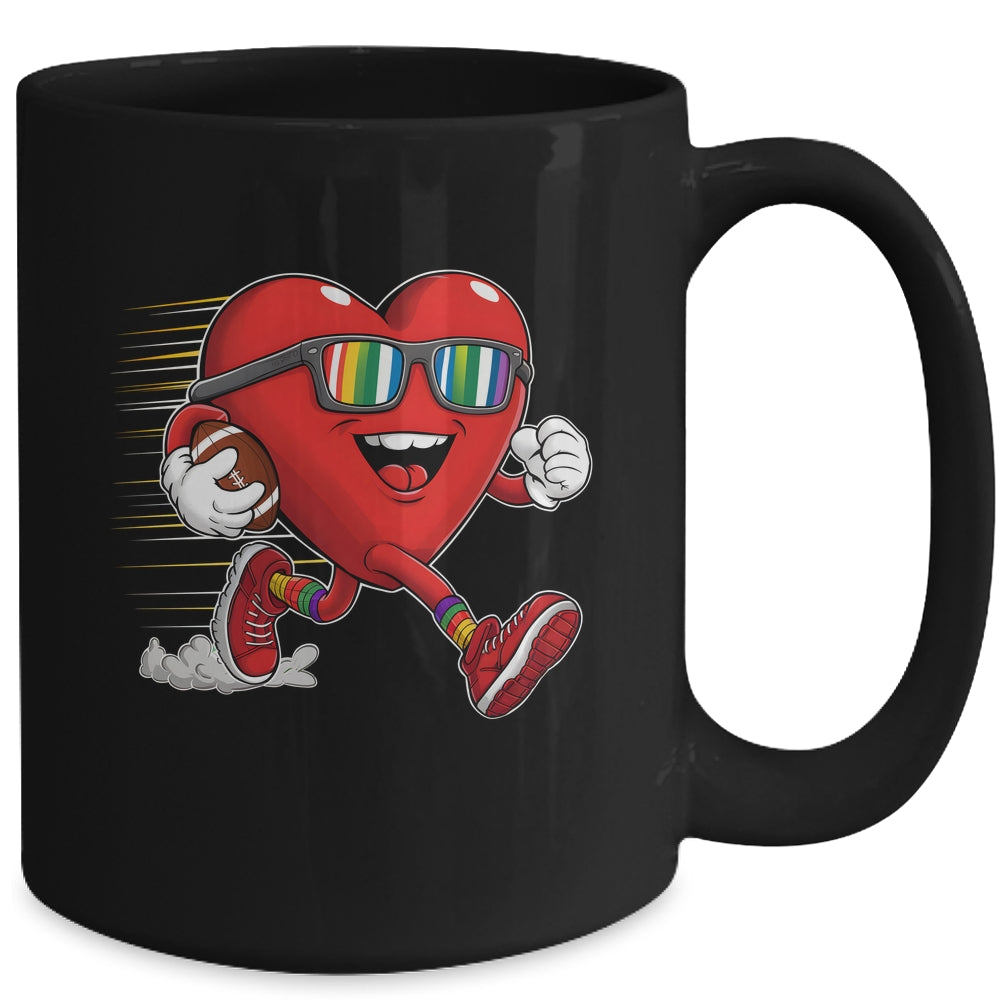 Valentines Day Heart Quarterback Receiver Football Boys Kids Mug | siriusteestore