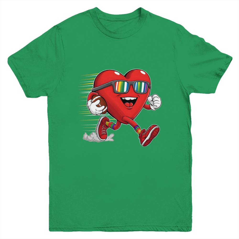 Valentines Day Heart Quarterback Receiver Football Boys Kids Youth Shirt | siriusteestore