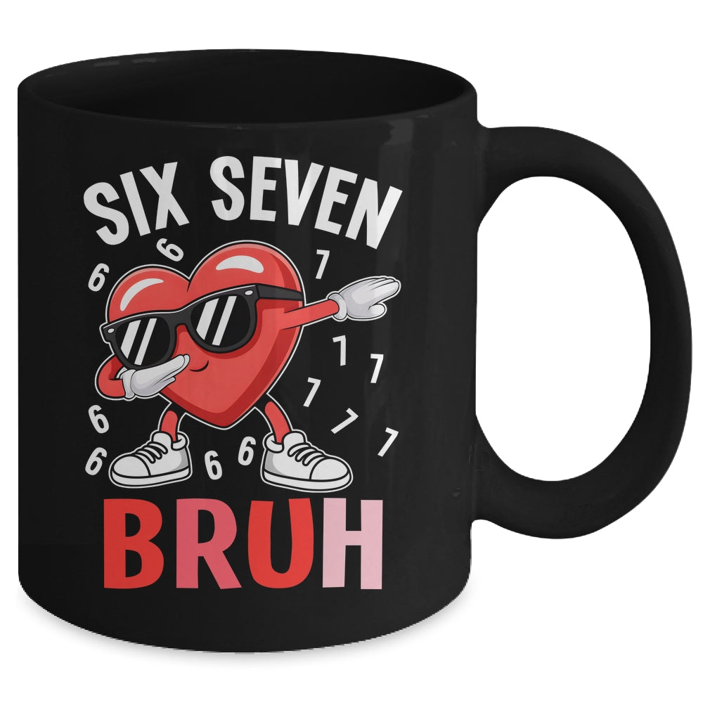 Valentines Six Seven Bruh 6 7 Meme Dabbing Heart Boys Kids Mug | siriusteestore