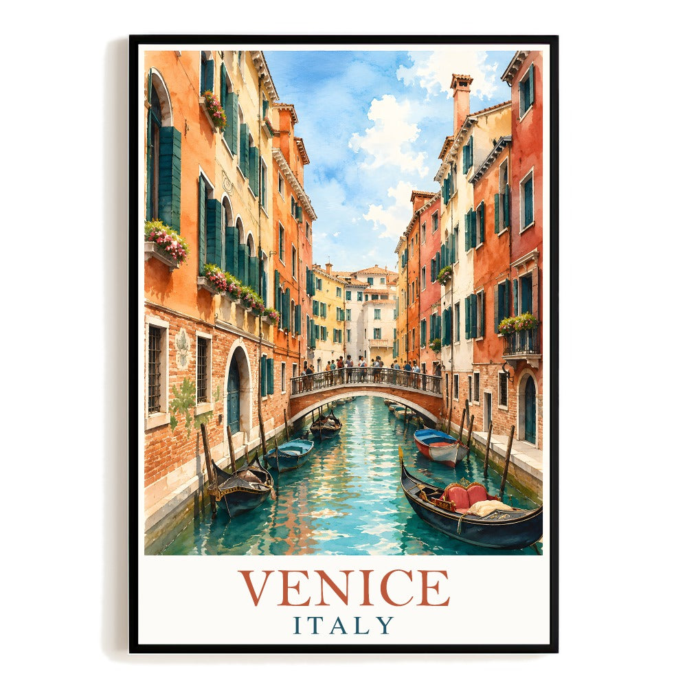 Venice Italy Travel Poster Vintage Canal Gondola Wall Art Decor Landscape Print Painting Picture For Family Home Living Room Office Bedroom Souvenir Unframed | siriusteestore
