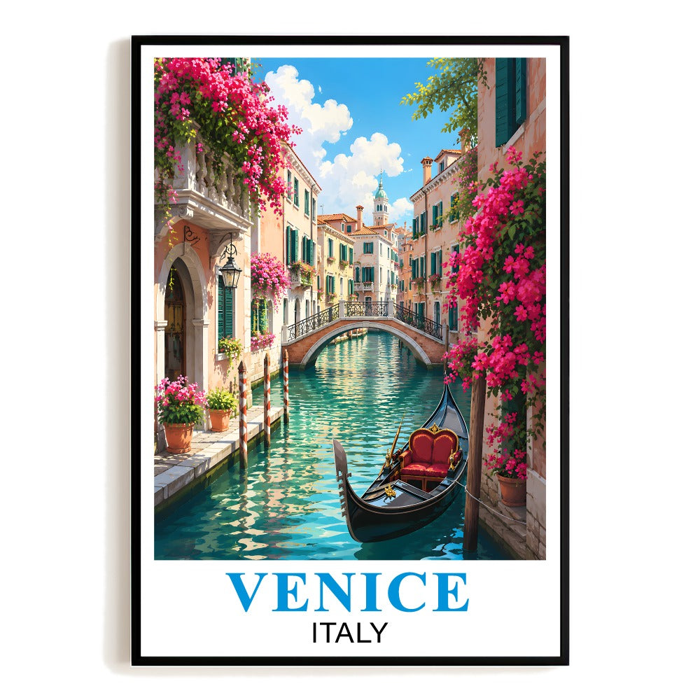 Venice Italy Travel Poster Vintage Gondola Canal Wall Art Decor Souvenir Landscape Print Painting For Home Living Room Office Bedroom Unframed | siriusteestore