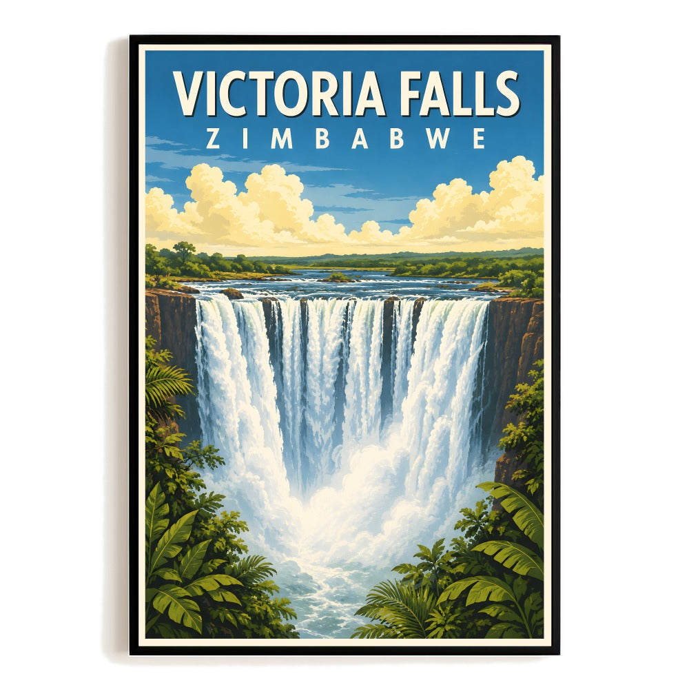 Victoria Falls Zimbabwe Travel Poster Gifts Vintage Wall Art Landscape Print Painting Picture For Family  Home Living Room Office Bedroom Decor Unframed | siriusteestore