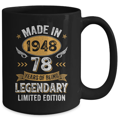 Vintage 1948 78 Years Old Birthday 78th Birthday Men Women Mug | siriusteestore