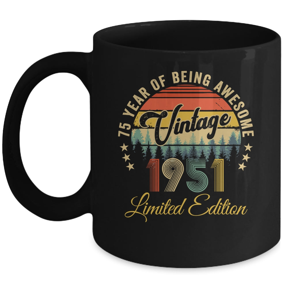 Vintage 1951 Limited Edition 75 Years Old 75th Birthday Mug | siriusteestore