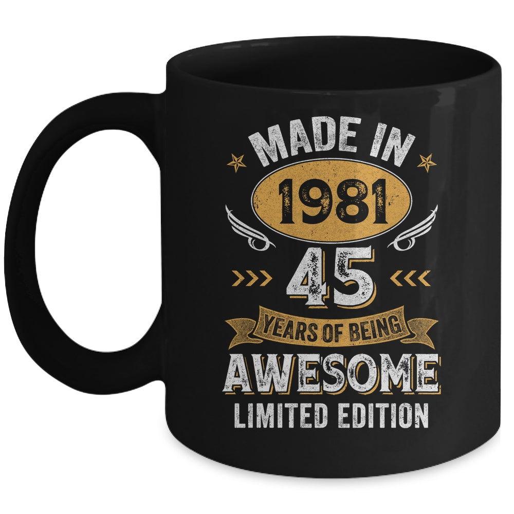 Vintage 1981 45 Years Old Birthday 45th Birthday Men Women Mug | siriusteestore
